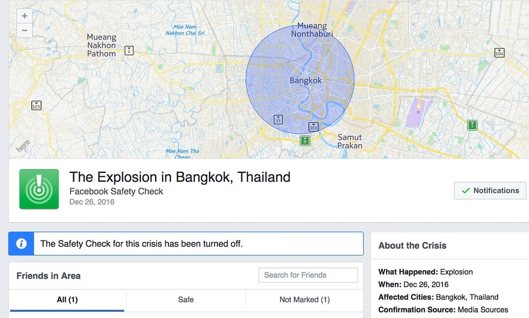 Facebook helps spread false 'Bangkok explosion' reports after activating safety check