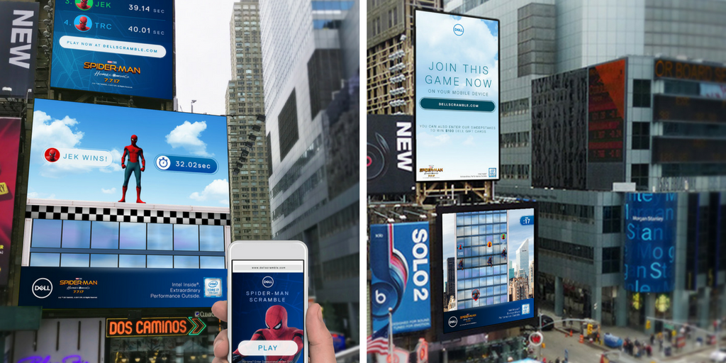 Dell and Sony Pictures reveal Times Square Spider-Man: Homecoming billboard game